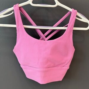Pink Ribbed energy bra longline